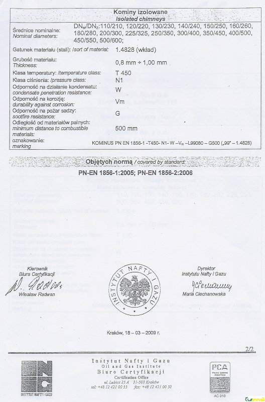 Kominus - certifikát 04B